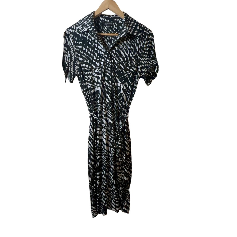 En Focus Studio Black & White Wrap-Style Dress –‎ Size 6